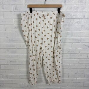 Poppy & Clay Cropped Pajama Pants Womens 3X Cat Print Organic Cotton Pointelle